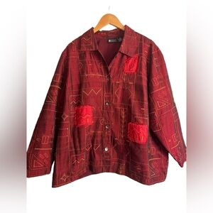 Vintage Red Silk Blend Lightweight Jacket